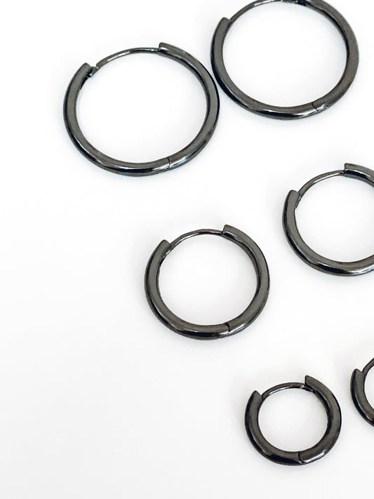 Black Hoop Earrings